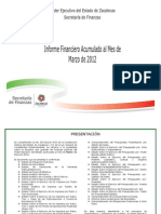 Informe Financiero Acumulado al Mes de Marzo de 2012