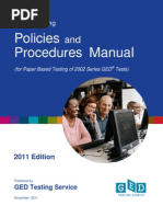 GED Testing Policies & Procedures Manual (2011)