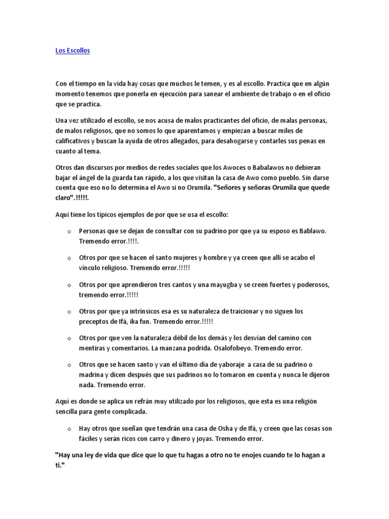 Qué es el escollo en Ifá | PDF | Religión y creencia
