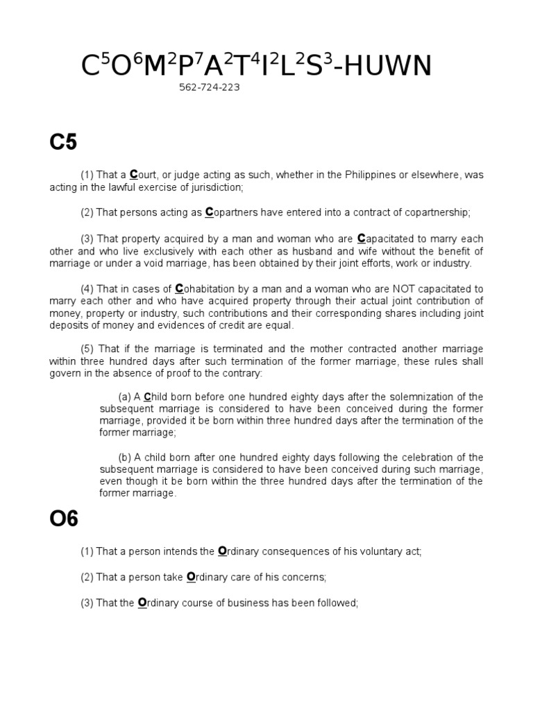Understanding Disputable Presumptions in Law | PDF | Marriage ...