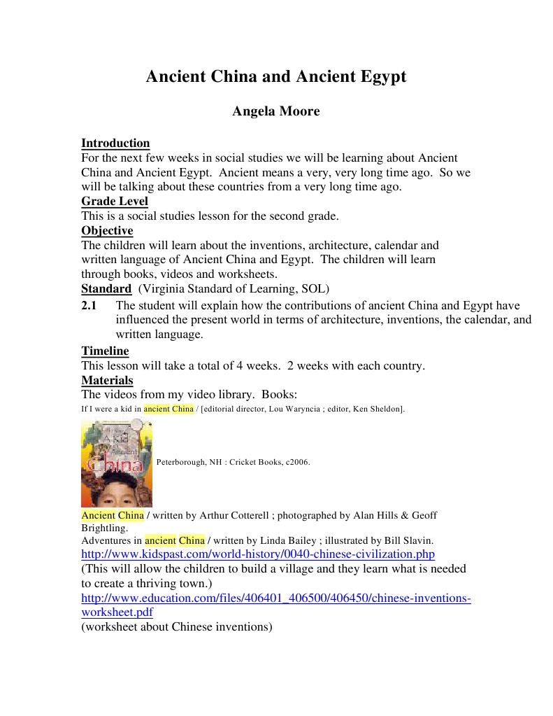 Ancient China and Ancient Egypt PDF Semiotics Learning