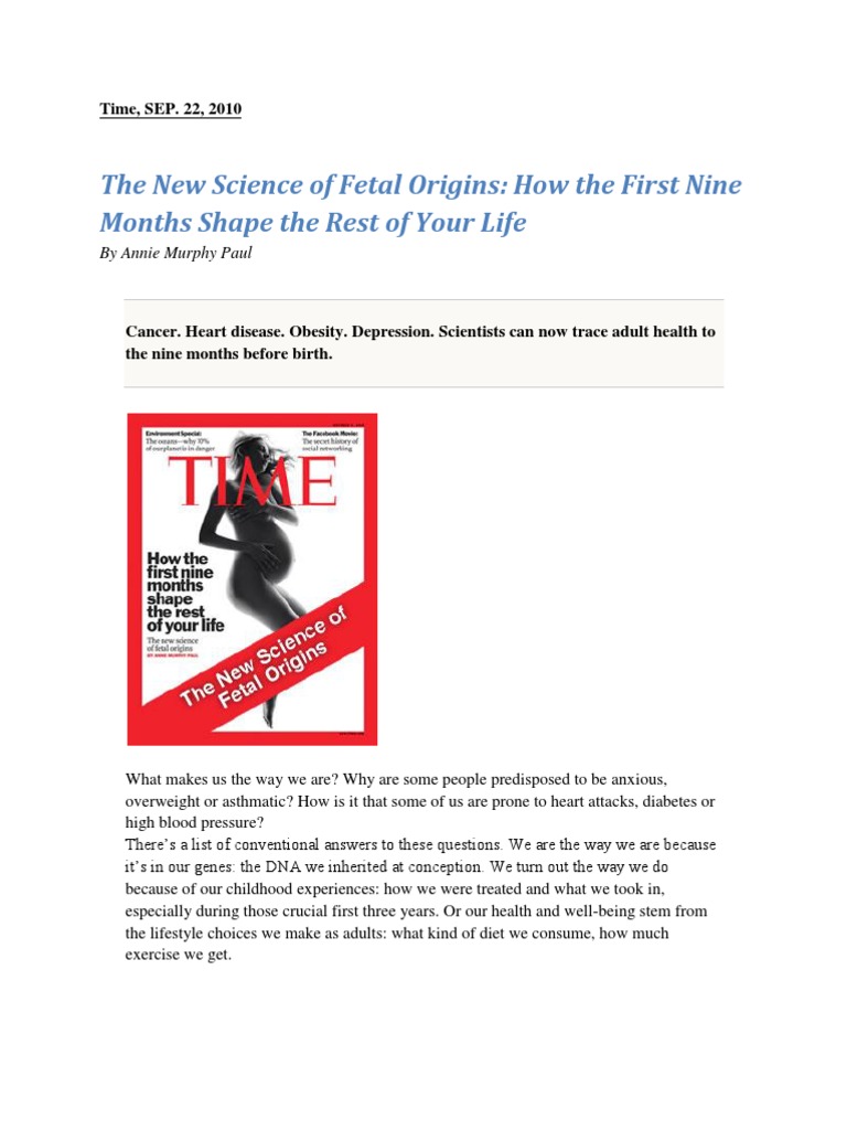 How the First Nine Months Shape the Rest of Your Life Pregnancy Fetus