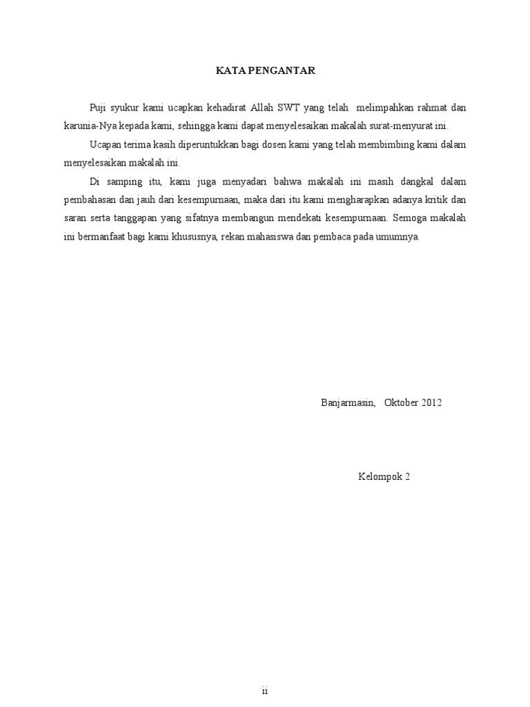 Surat Menyurat Kata Pengantar