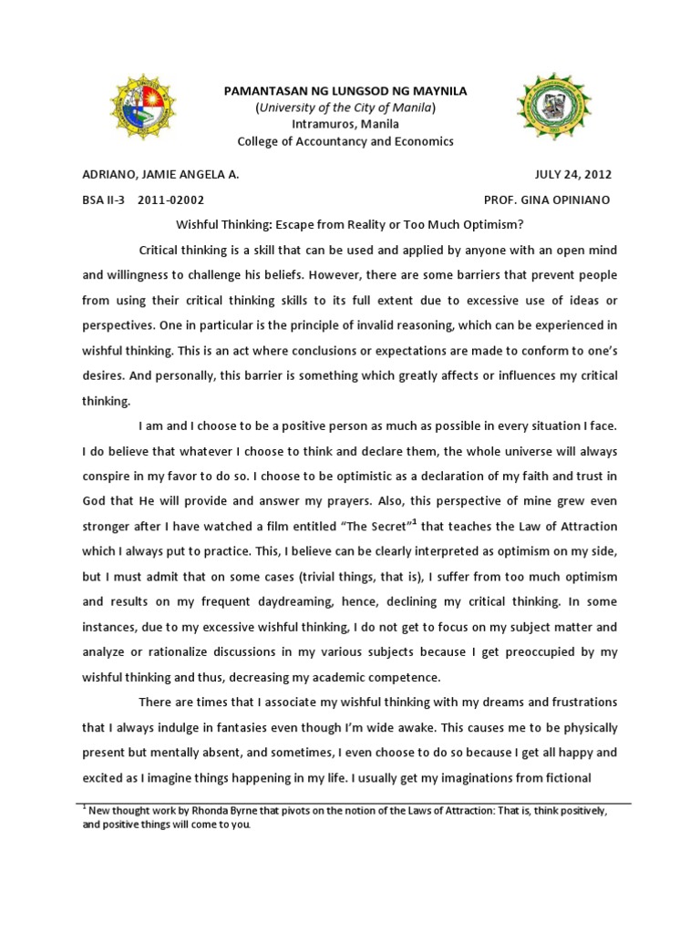 Optimistic thinker picture