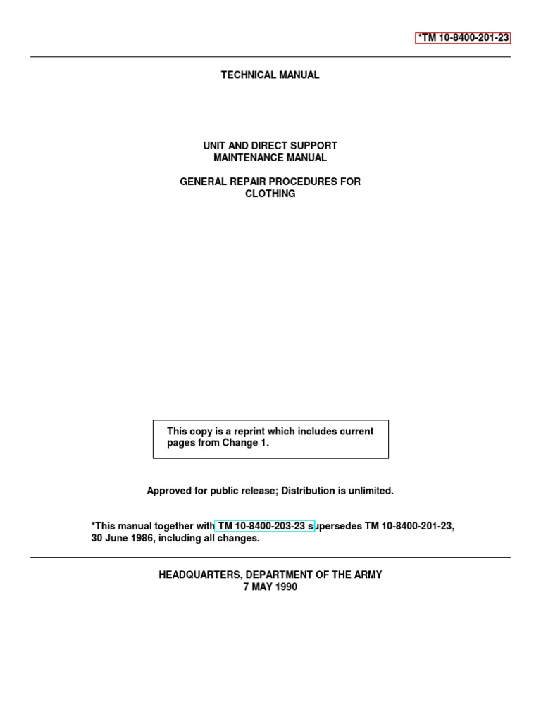 Clothing Repair Manual TM 10-8400-201-23 | PDF | Clothing  display picture 2