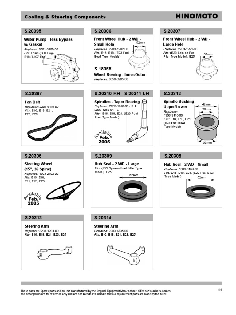 Hinomoto Spare Parts Cat Land Vehicles Mechanical Engineering