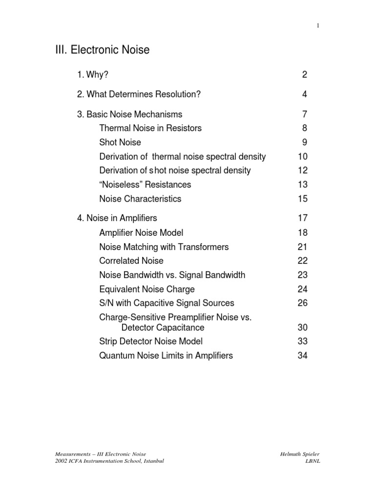 Electronic Noise PDF Signal To Noise Ratio Amplifier