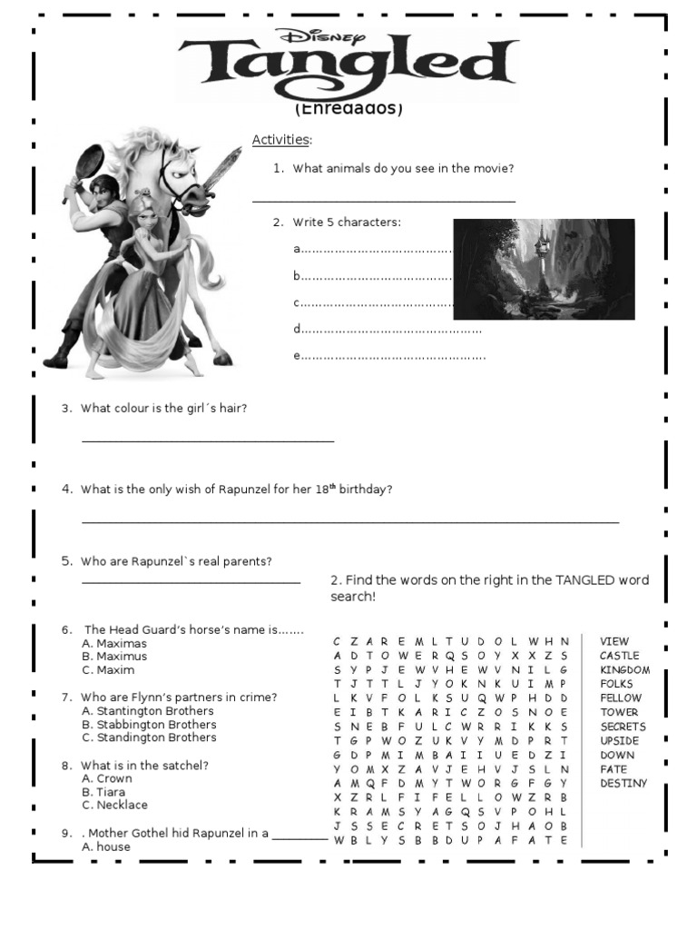 Rapunzel Activity Worksheet | PDF | Home & Garden