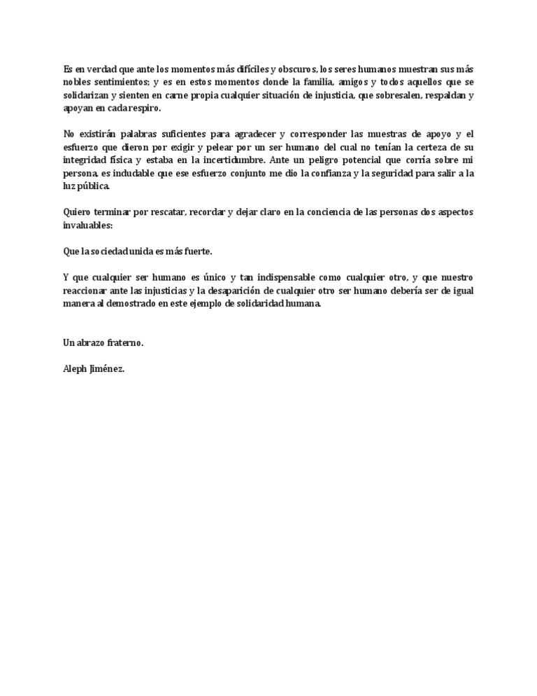 Carta de Agradecimiento.