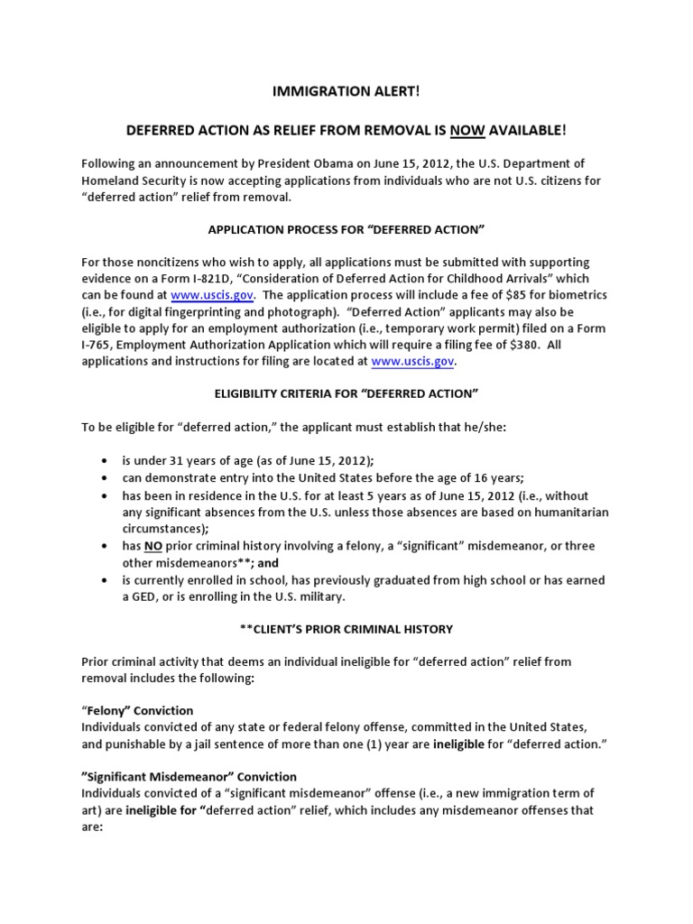 Deferred Action Relief Application Guide | PDF | Misdemeanor | Criminal ...