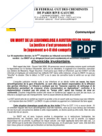 2012 10 15 Communiqué, Légionellose La SNCF Condamnée