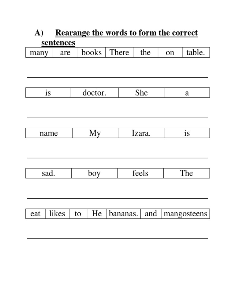 Sentence Rearrangement Exercises | PDF | Language Arts & Discipline