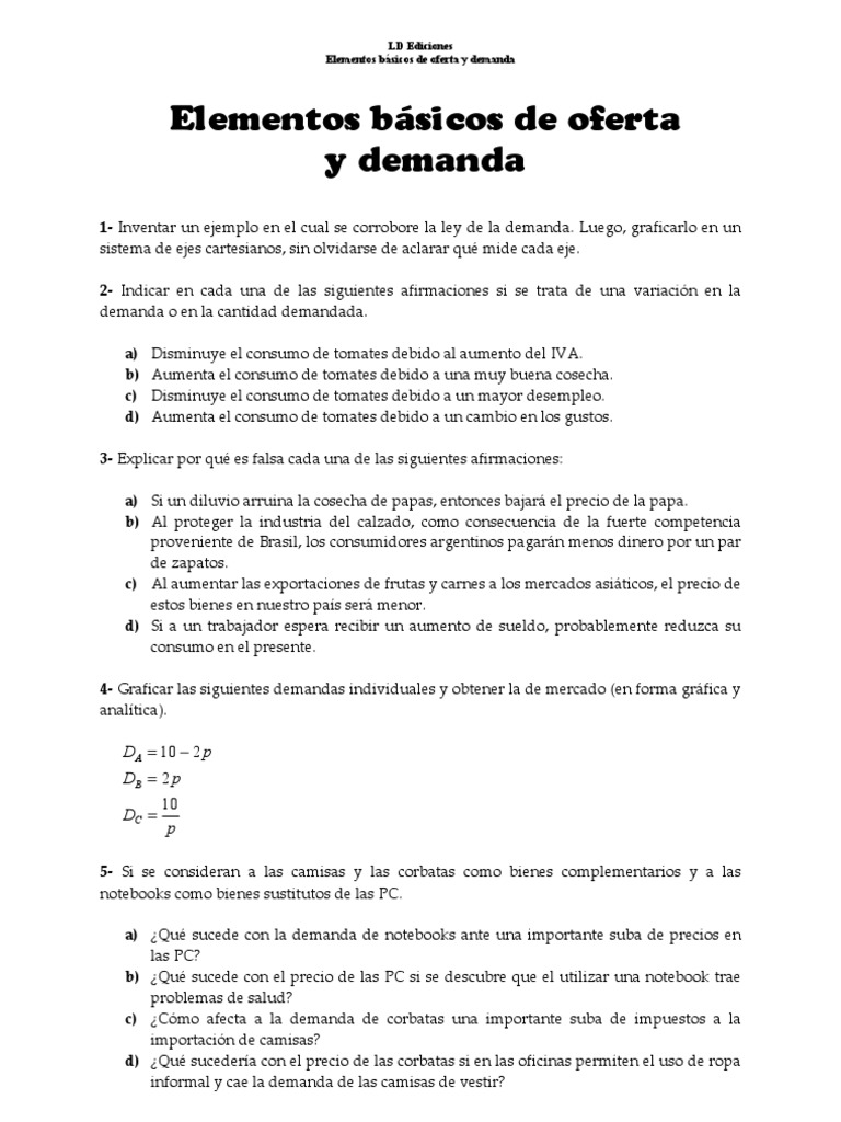 Elementos Basicos de La Oferta y La Demanda | PDF | Negocios