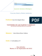 TAXONOMIA de Animales y Plantas en Peligro de Extinción en El Salvador