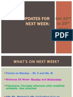 Friday Updates For Next Week:: Oct 22 To 25 2012