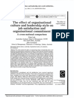 The Effect of Organisational Culture and Leadership Style On Job Satisfaction and Ornaisational Commitment (Peter Lok)