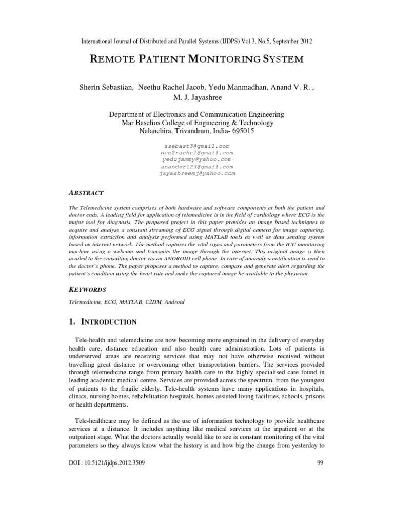 Remote Patient Monitoring System | PDF | Telemedicine | Monitoring ...