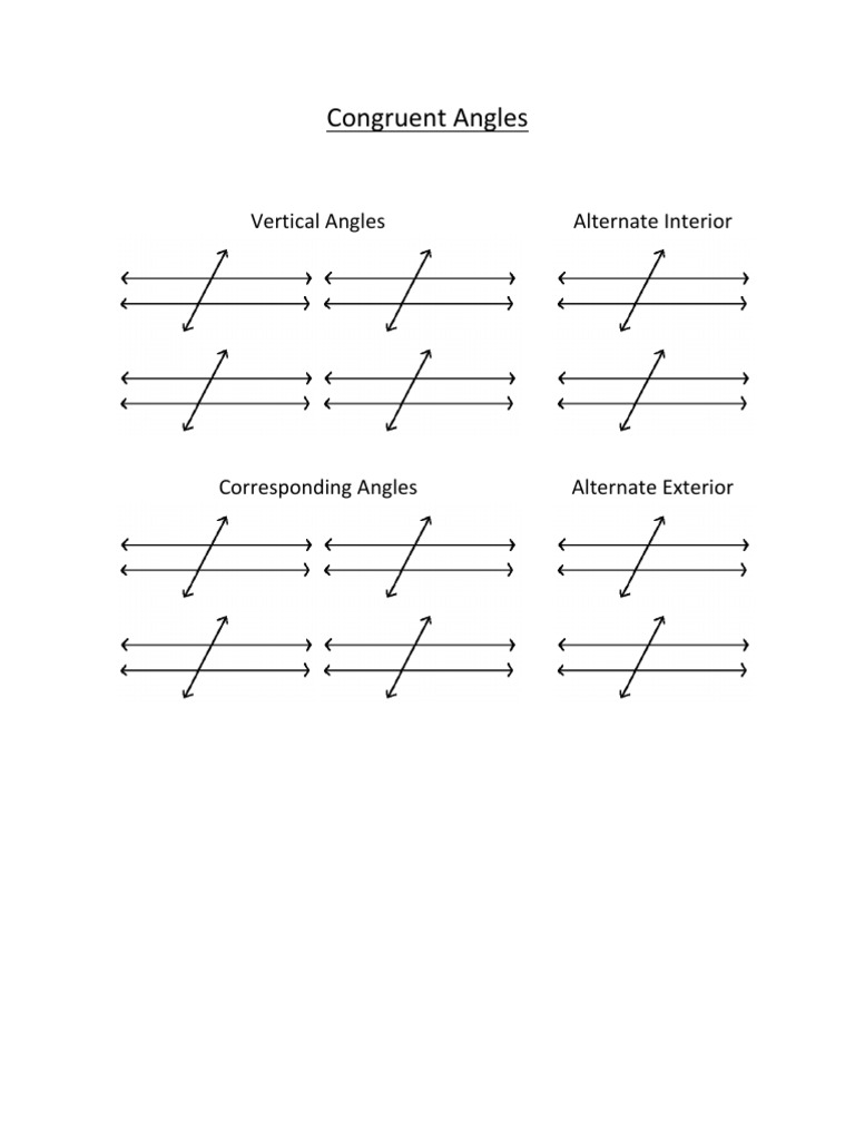 Geometry Congruent Angles Worksheets