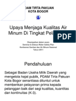 Upaya Menjaga Kualitas Air Minum Di Tingkat Pelanggan. PDAM Kota Bogor