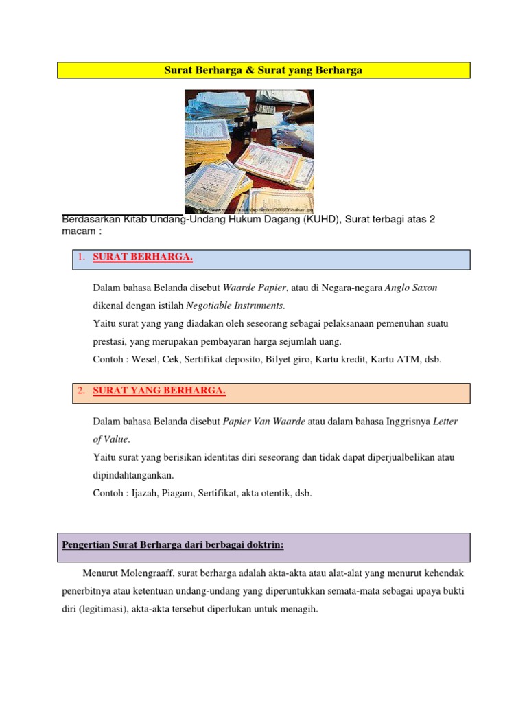 Surat Berharga Surat Yang Berharga