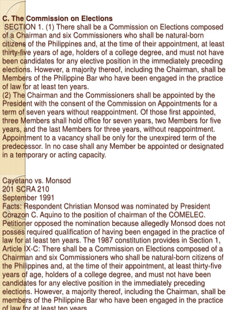 Overview of the Commission on Elections | PDF | Commission On Elections ...