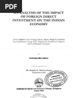 Analysis of The Impact of Foreign Direct Investment On The Indian Economy