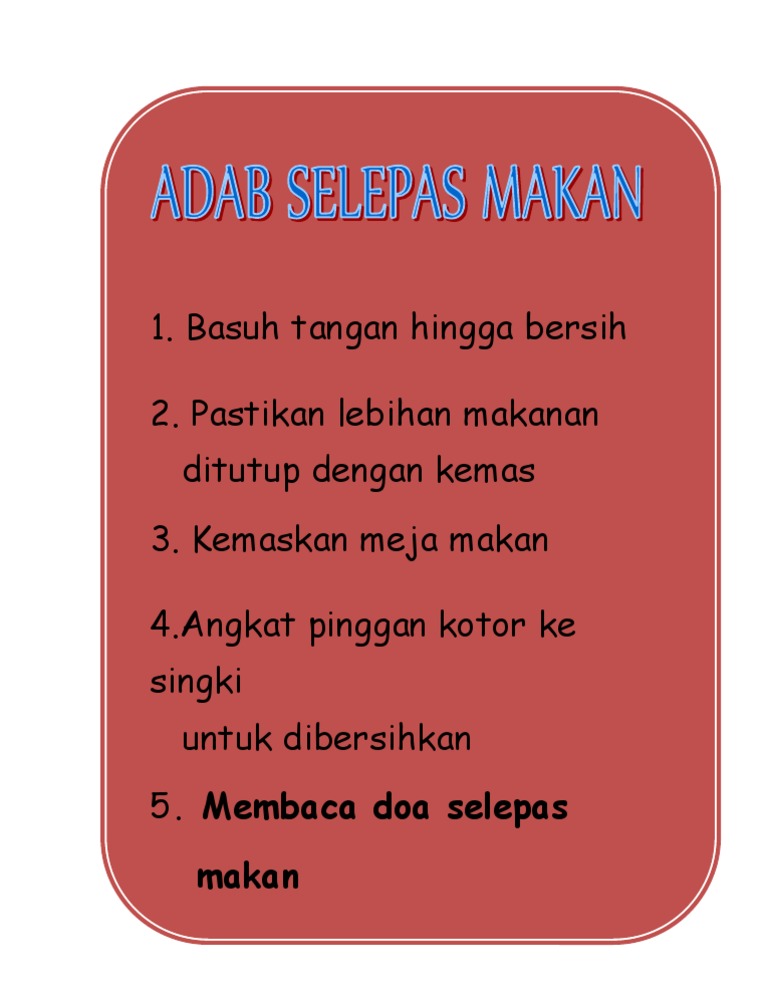 Adab Selepas Makan Pdf