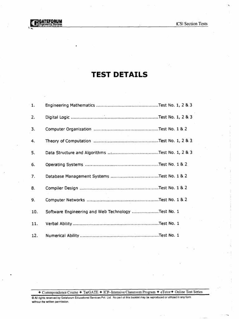 Gate Forum Sectional Test Booklet | PDF