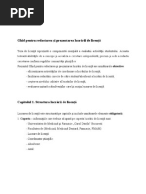 Ghid Pentru Redactarea Si Prezentarea Lucrarii De Licenta Umfcd