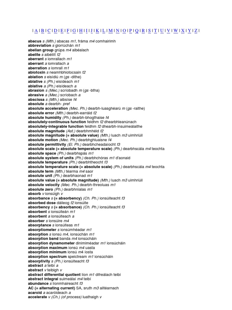 Science Terms in Irish Translation | PDF | History, image size:768x1024