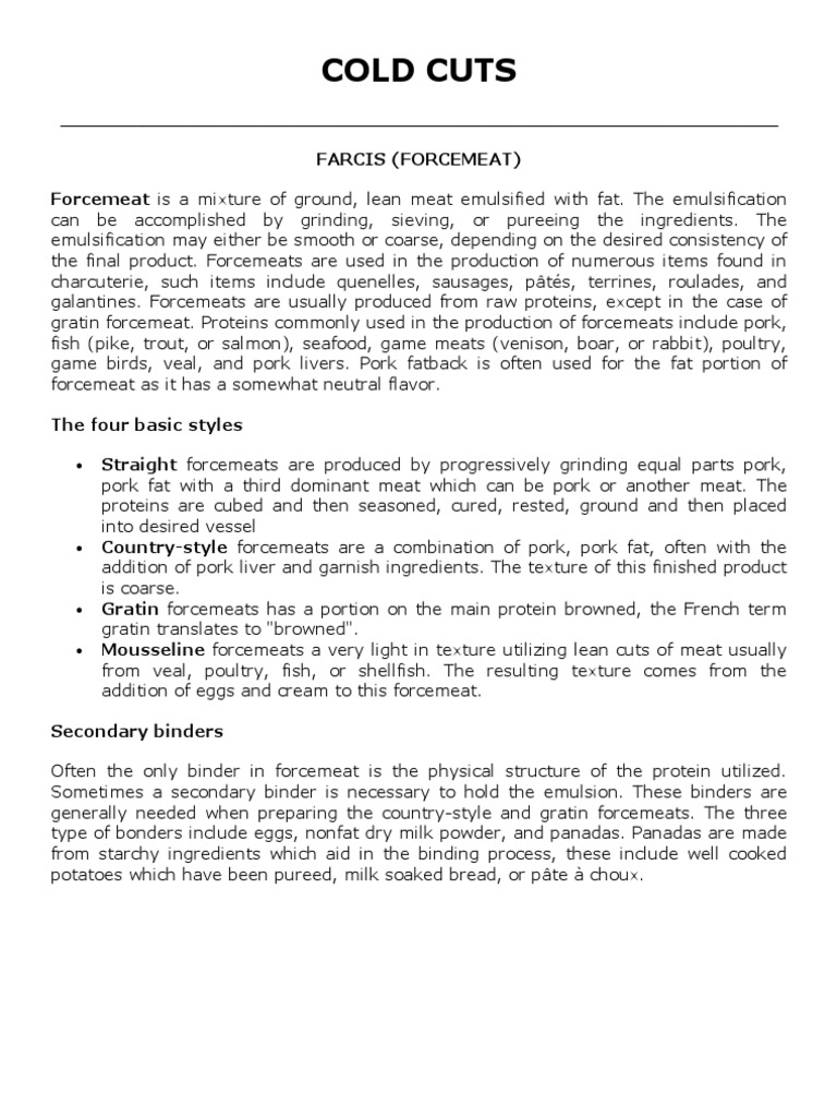 Cold Cuts PDF Sausage Foods