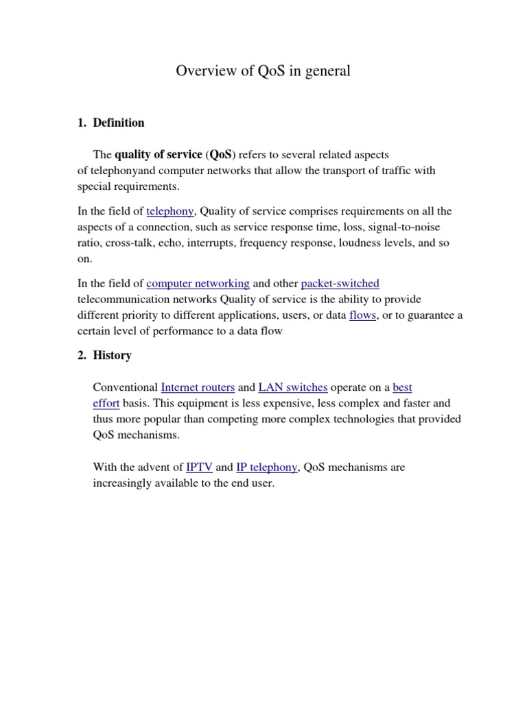 Overview of QoS in General | PDF | Quality Of Service ...
