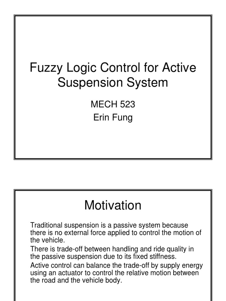 Fuzzy Logic Control for Suspension Systems | PDF