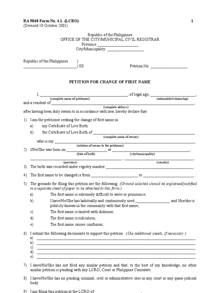 Petition For Change of Name | PDF | Public Law | Social Institutions