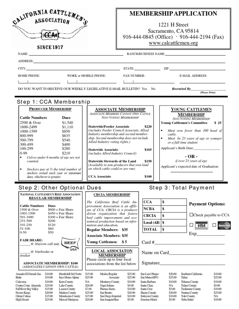 CCAMembership Application 2008 | PDF | Livestock | California