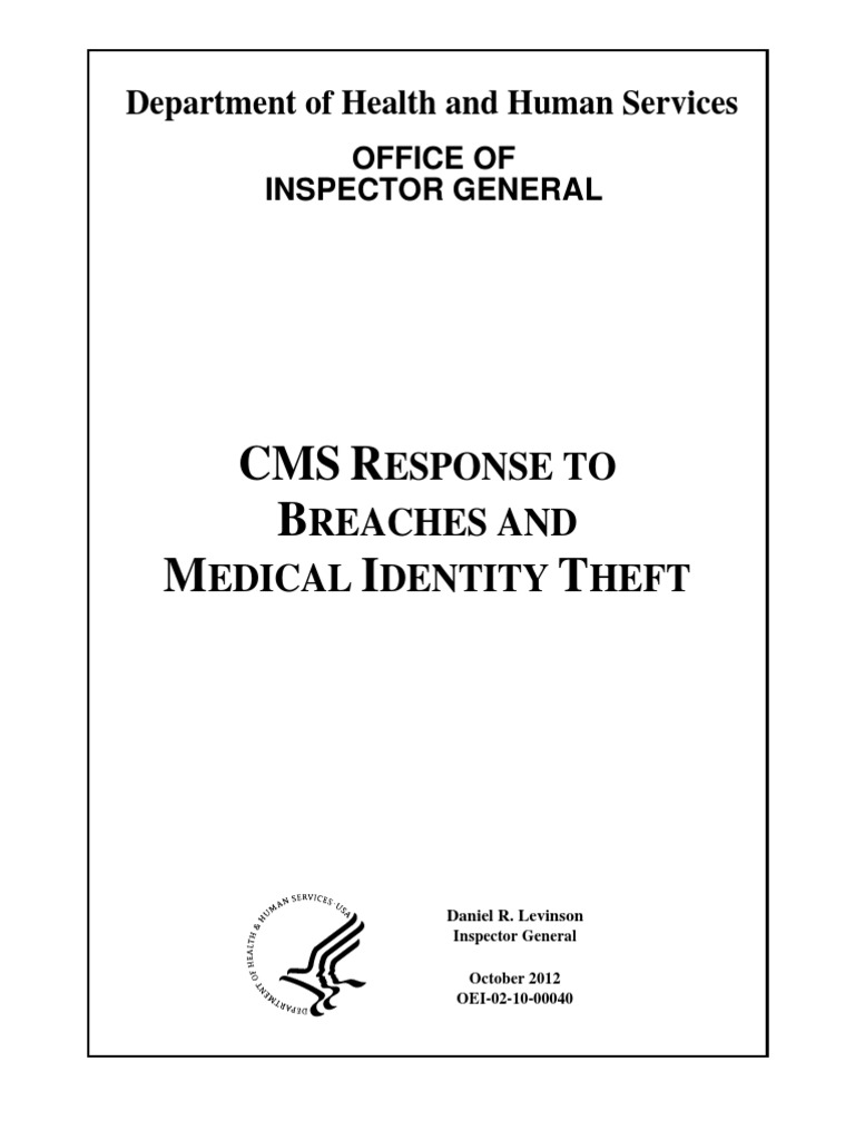 Breaches and Medical Identity Theft PDF Identity Theft Medicare