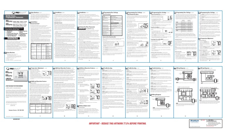 Proselect PSTS11P52 and PSTS21P52 | Thermostat | Hvac