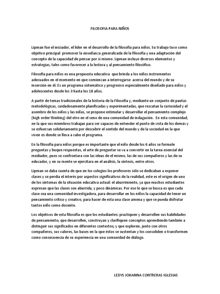 Filosofía para Niños: Pensamiento Crítico | PDF | Verdad | Sicología