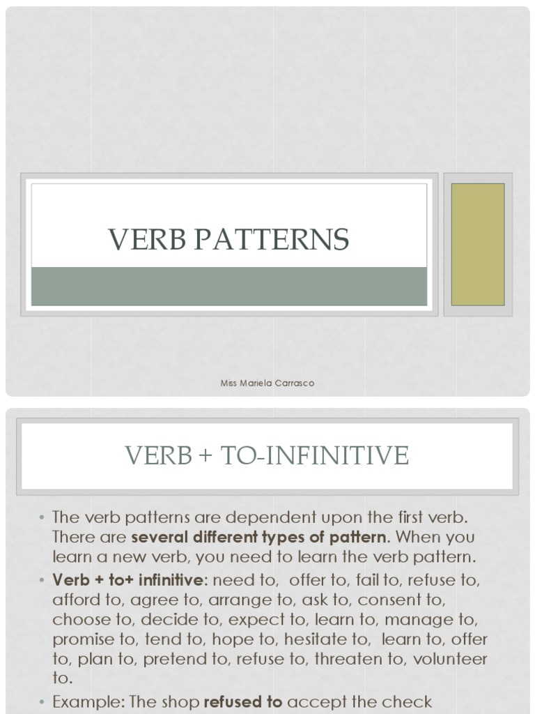 Understanding Verb Patterns | PDF
