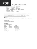 A Program To Study Different Constraints: Output
