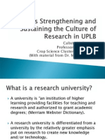 Towards Strengthening and Sustaining the Culture of Research Productivity in UPLB