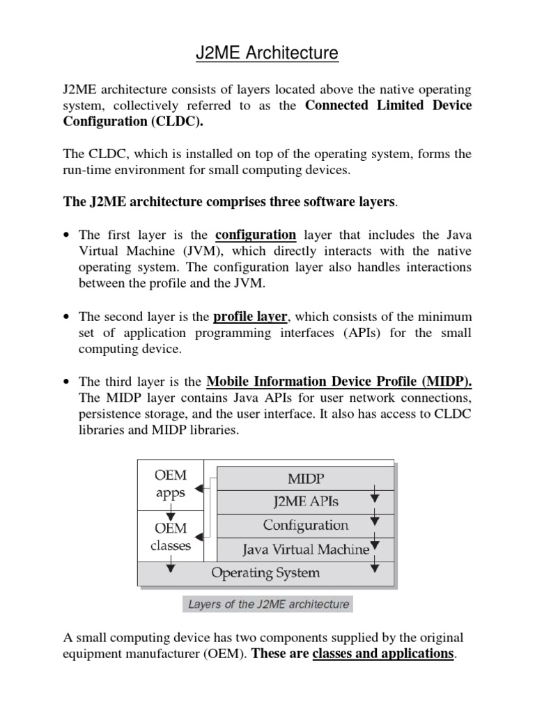 J2ME Architecture Overview | PDF | Java Virtual Machine | Application ...
