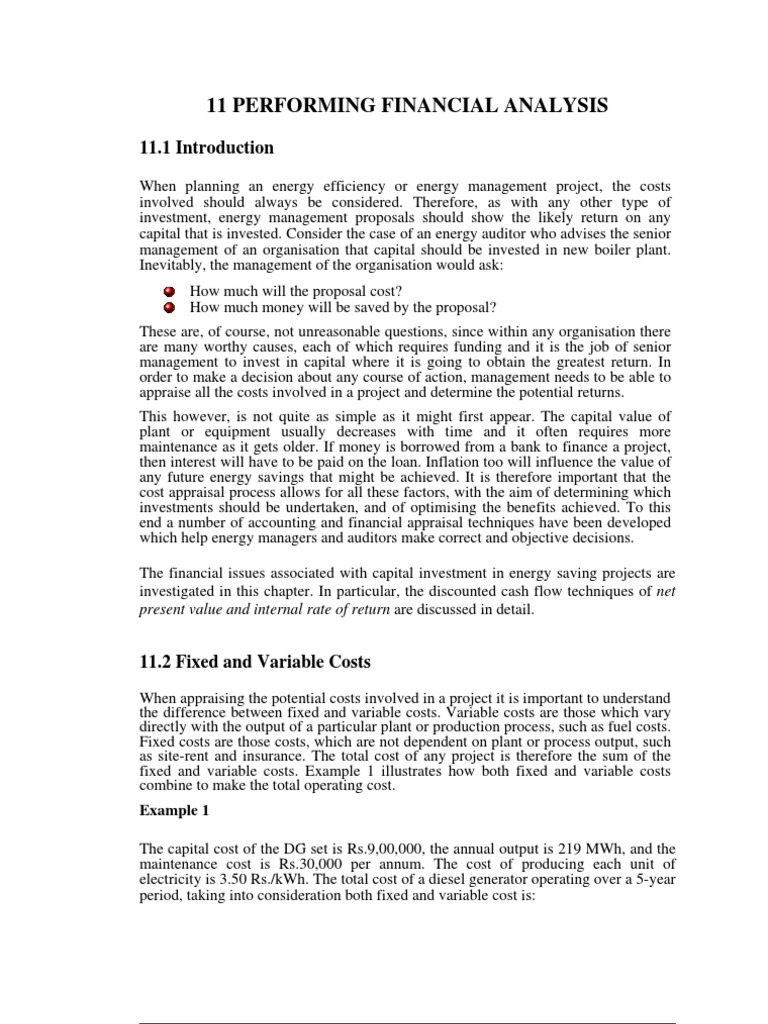 Financial Analysis for Energy Projects | PDF