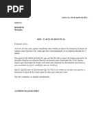 Formato de Carta de Renuncia