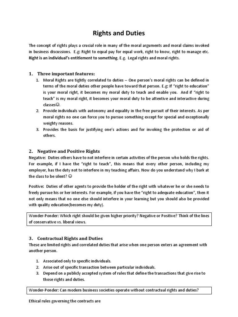Rights and Duties | PDF | Natural And Legal Rights | Morality