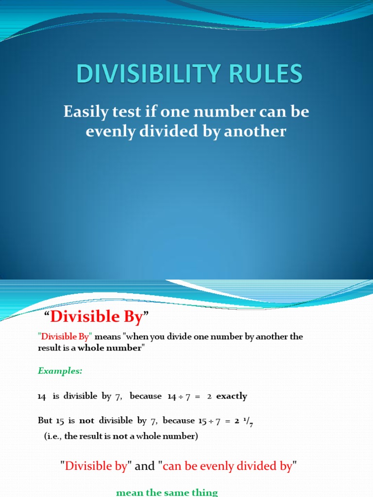 Understanding Divisibility Rules | PDF | Mathematical Problem Solving ...