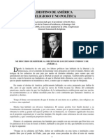 El Destino de America Es Religioso y No Politica Presidente Alvin R Dyer