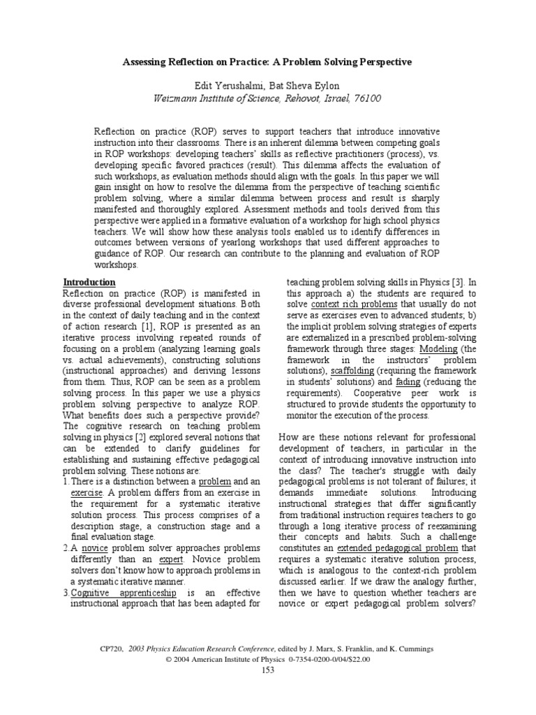 Analyzing Reflection on Practice in Teaching | PDF | Teachers | Evaluation