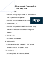 Uses of the Elements and Compounds in Our Daily Life