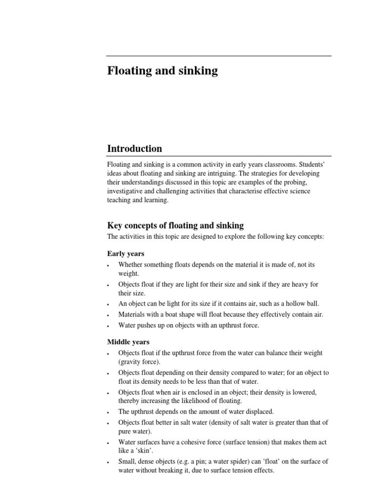 Key Concepts of Floating and Sinking | PDF | Buoyancy | Density